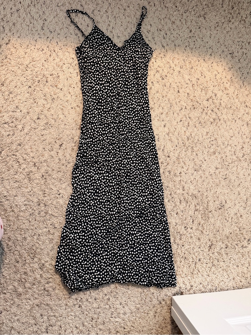 Black & White hearts Slip Dress with Spaghetti Straps
